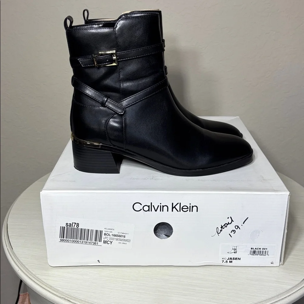 Calvin Klein Jasen Black Ankle Booties. Size 7.5 - Picture 4 of 11